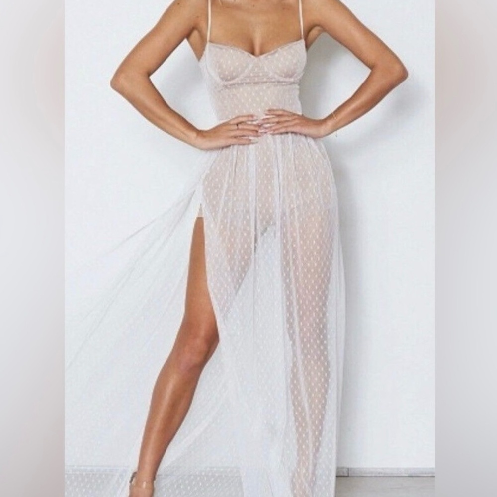 White Fox Boutique Totally Bangin' Mesh Maxi Dress White